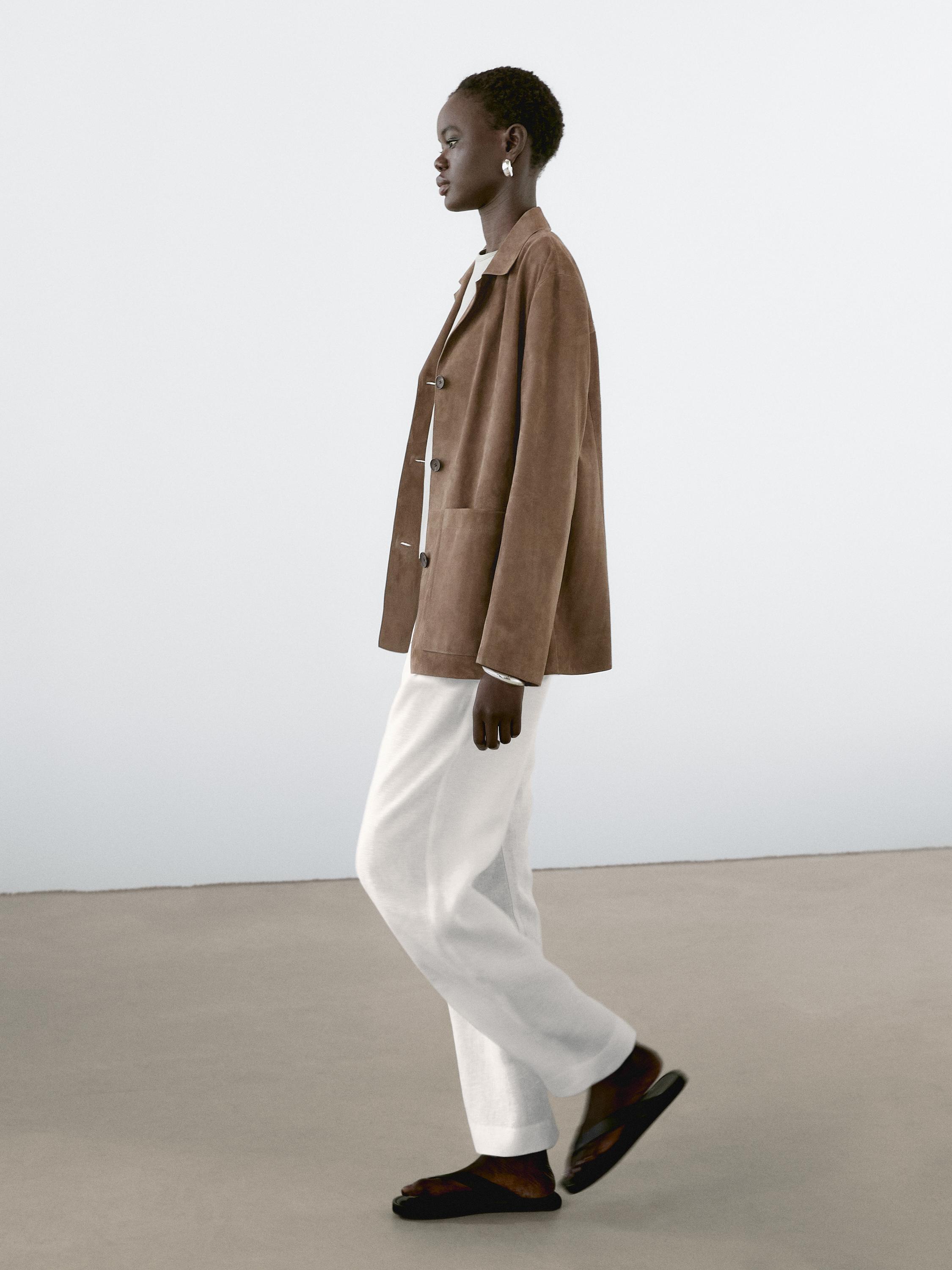 Flowing suede leather blazer